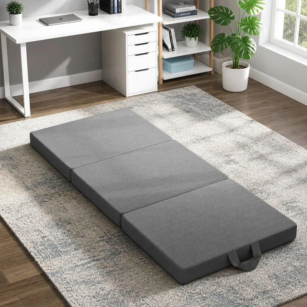 Small King Single Folding Mattress Foam 3-Fold Grey