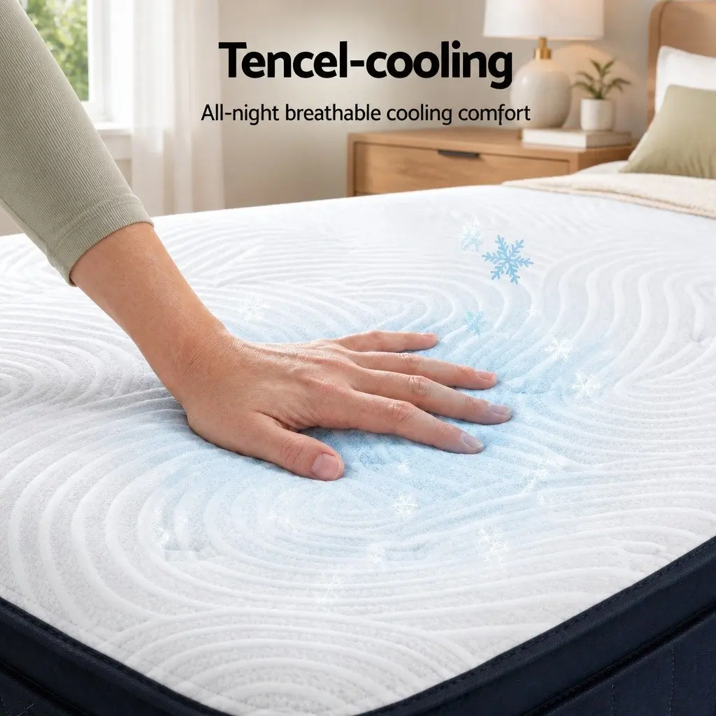 Double Mattress 34cm Medium Soft Hybrid Pocket Spring Cooling Boxed Mattress