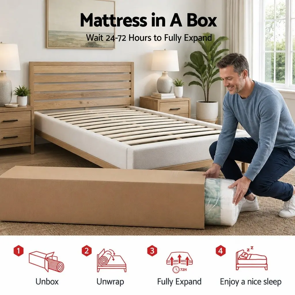Queen Mattress Pocket Spring Hybrid 34cm Medium Firm Cooling White Black