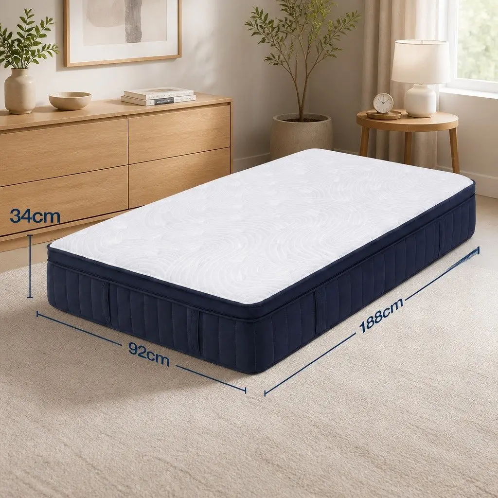 Single Mattress Hybrid Pocket Spring 34cm Medium Soft Gel Memory Foam Cooling