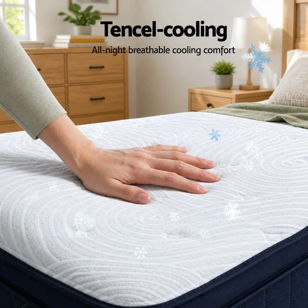 Single Mattress Hybrid Pocket Spring 34cm Medium Soft Gel Memory Foam Cooling