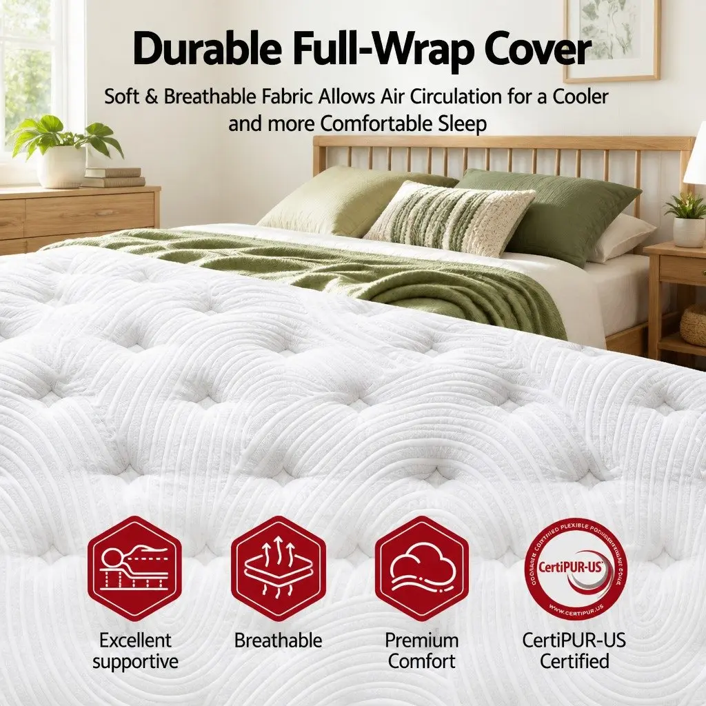 Single Mattress Hybrid Pocket Spring 34cm Medium Soft Gel Memory Foam Cooling
