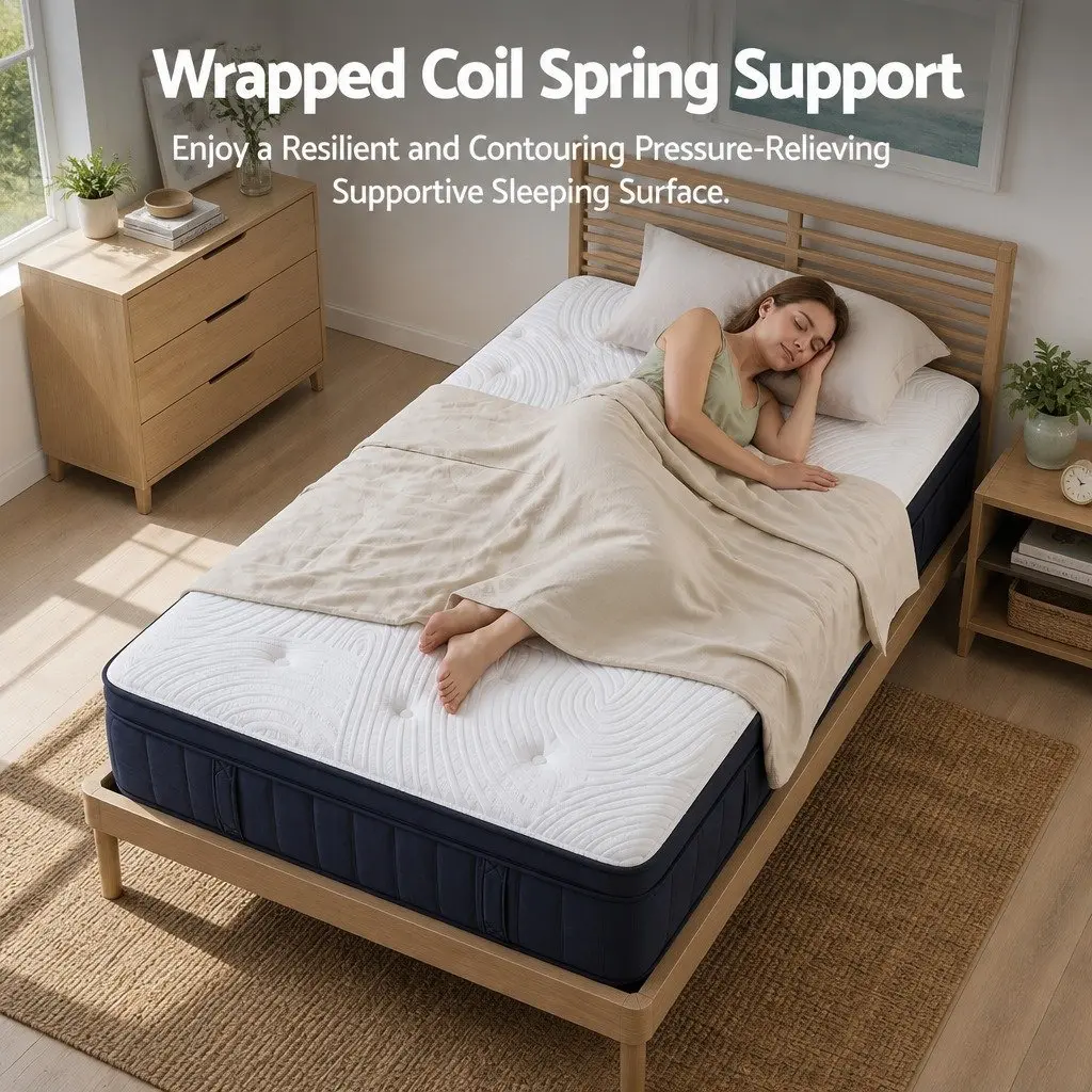 Single Mattress Hybrid Pocket Spring 34cm Medium Soft Gel Memory Foam Cooling
