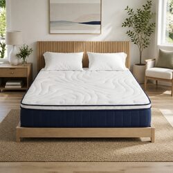 Queen Mattress 30cm Medium Firm Pocket Spring Hybrid with Lumbar Support Box