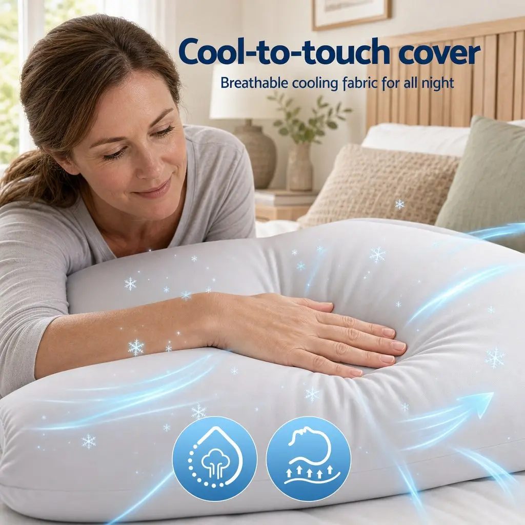 Memory Foam Pillows Queen Size Set of 2 Cooling Bed Pillows for Hot Sleepers