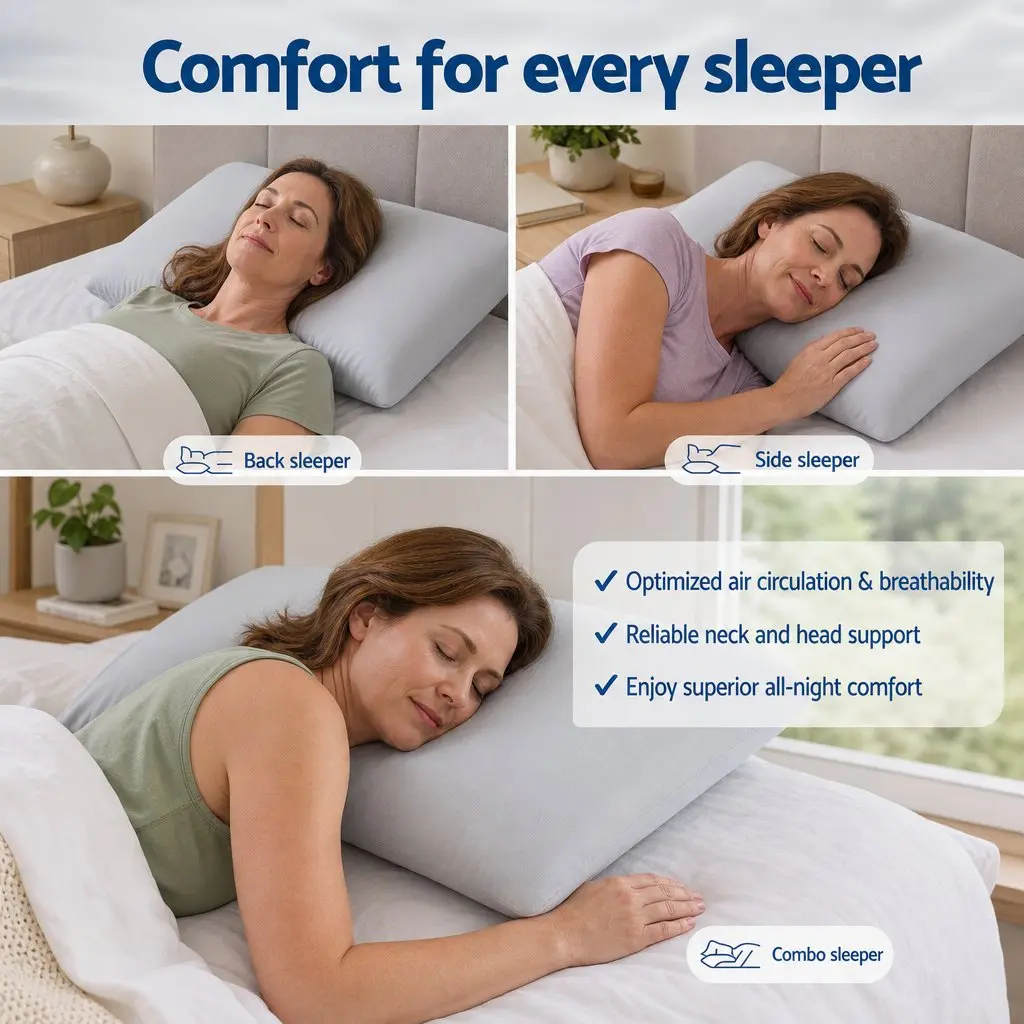 Memory Foam Pillows Queen Size Set of 2 Cooling Bed Pillows for Hot Sleepers