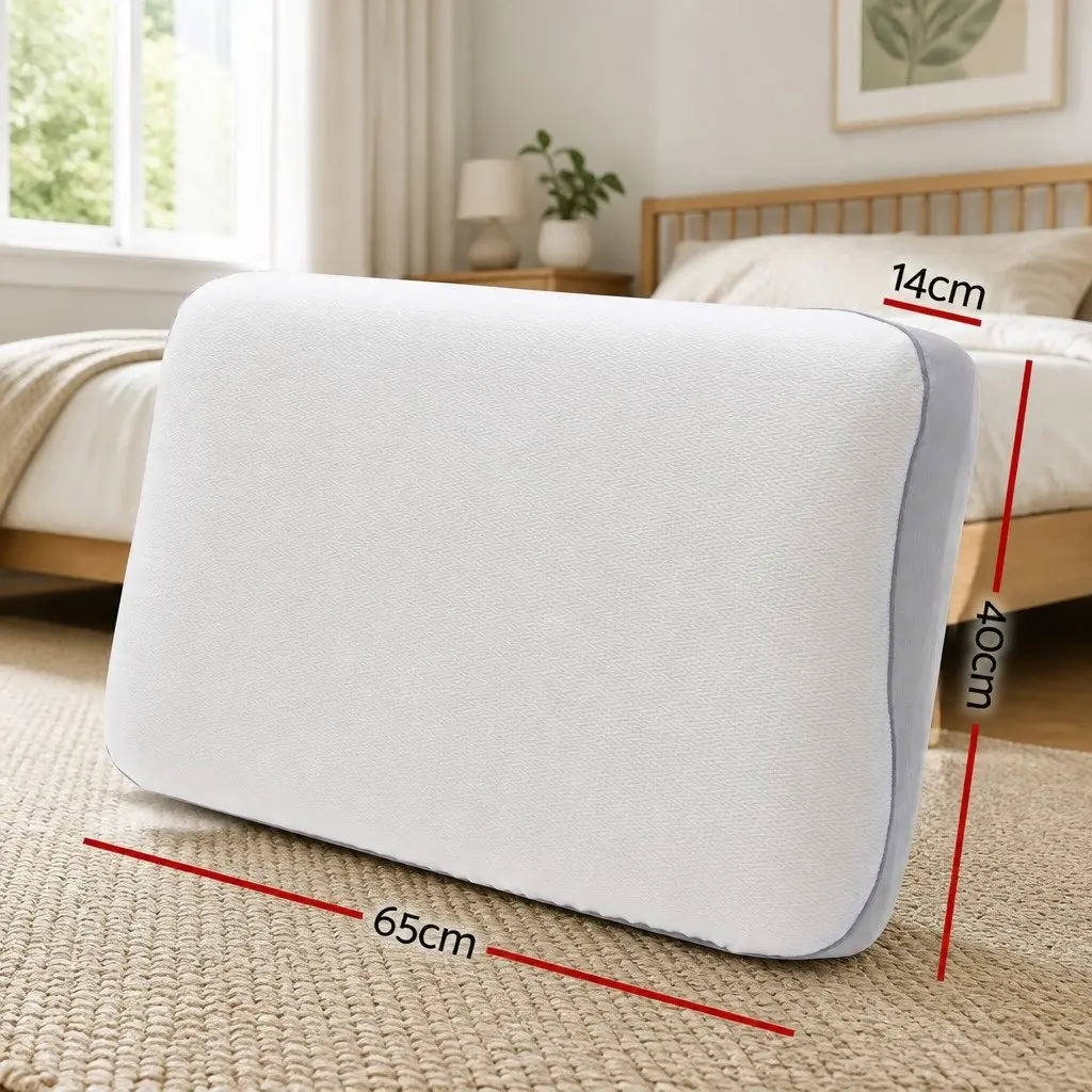 Queen Memory Foam Pillow Dual-Sided Cooling Neck Support Side Sleeper 65x40x14cm