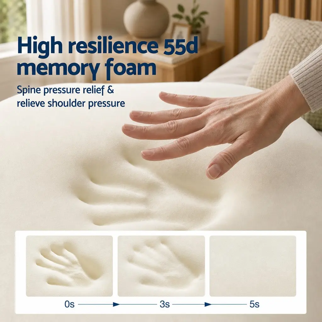 Memory Foam Pillow Dual-Sided Cooling Warm Reversible Ergonomic Neck Pain Relief