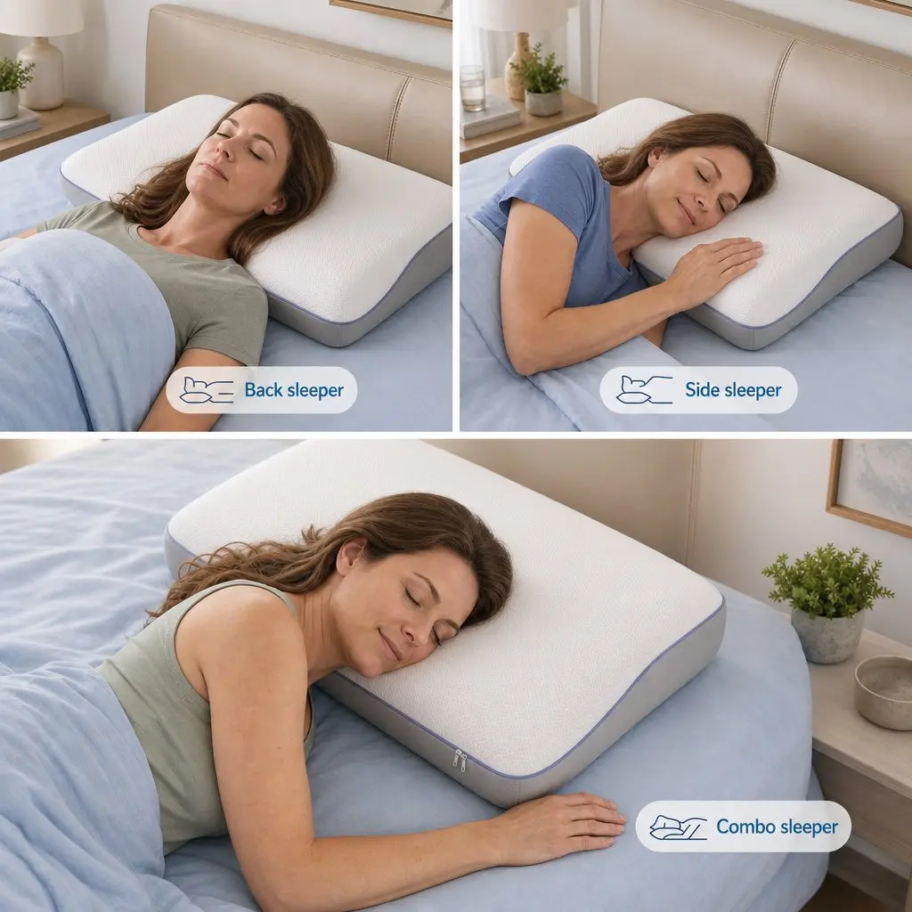 Memory Foam Pillow Dual-Sided Cooling Warm Reversible Ergonomic Neck Pain Relief