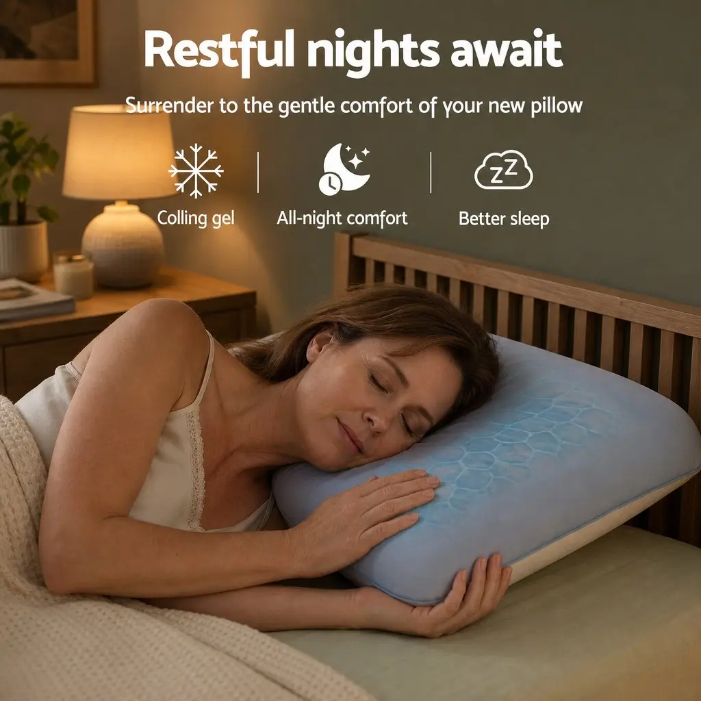 Memory Foam Pillow Dual-Sided Cooling Warm Reversible Ergonomic Neck Pain Relief