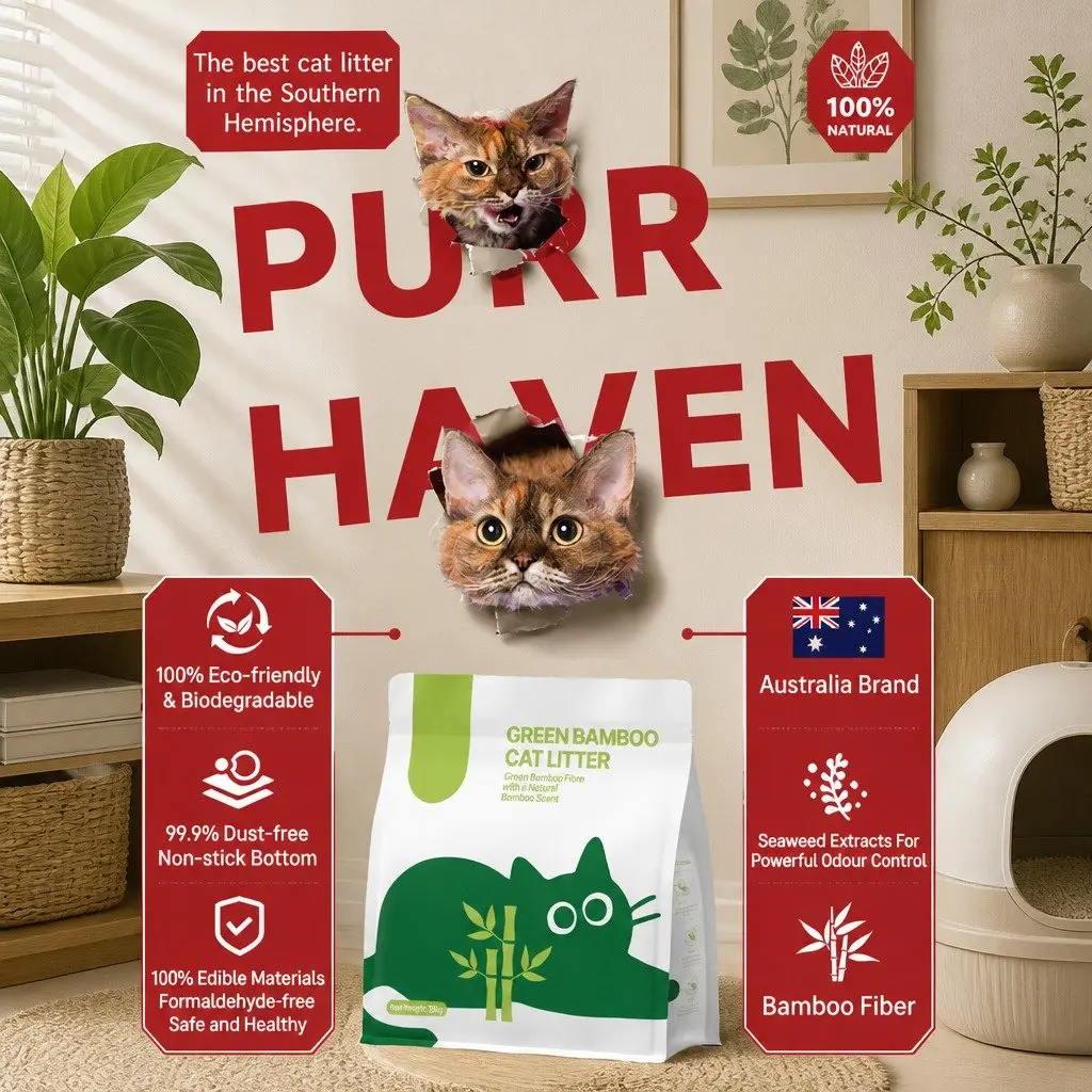 Bamboo Cat Litter Clumping Dust Free 7.5kg Beige