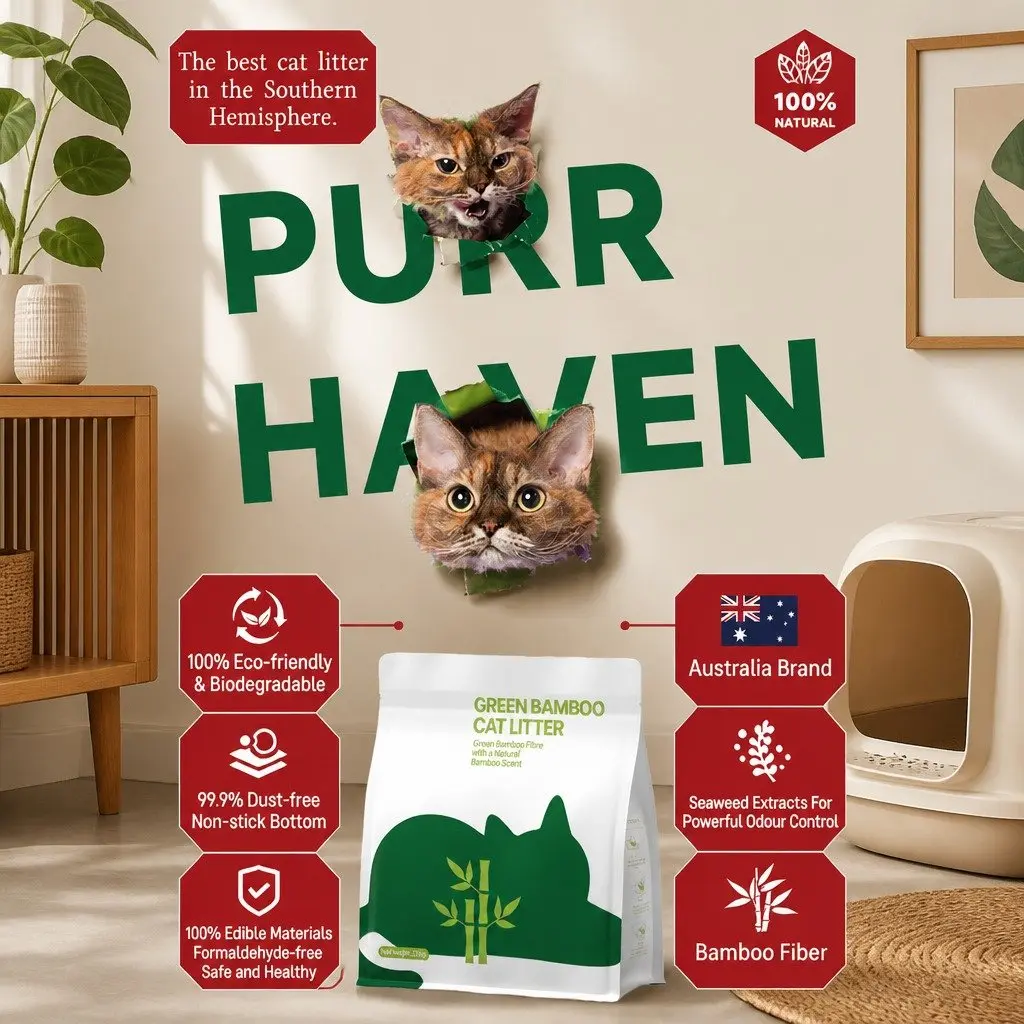 Cat Litter Tapioca Green 15kg Dust Free Natural Odour Control Clumping Formula 6 Pack