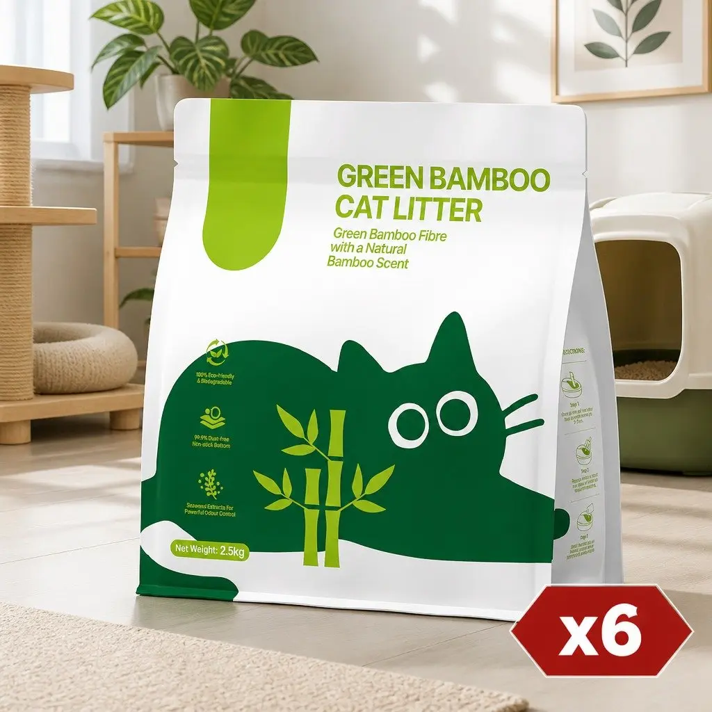 Cat Litter Tapioca Green 15kg Dust Free Natural Odour Control Clumping Formula 6 Pack