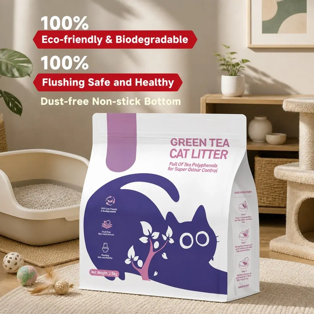 Clumping Cat Litter Natural Green Tea 30kg Dust Free Easy Flushable 12 Pack