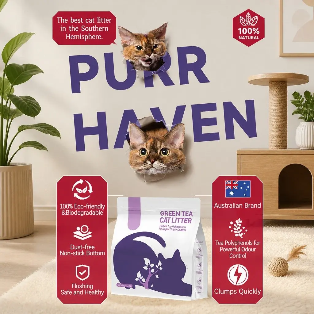 Clumping Cat Litter Natural Green Tea 30kg Dust Free Easy Flushable 12 Pack