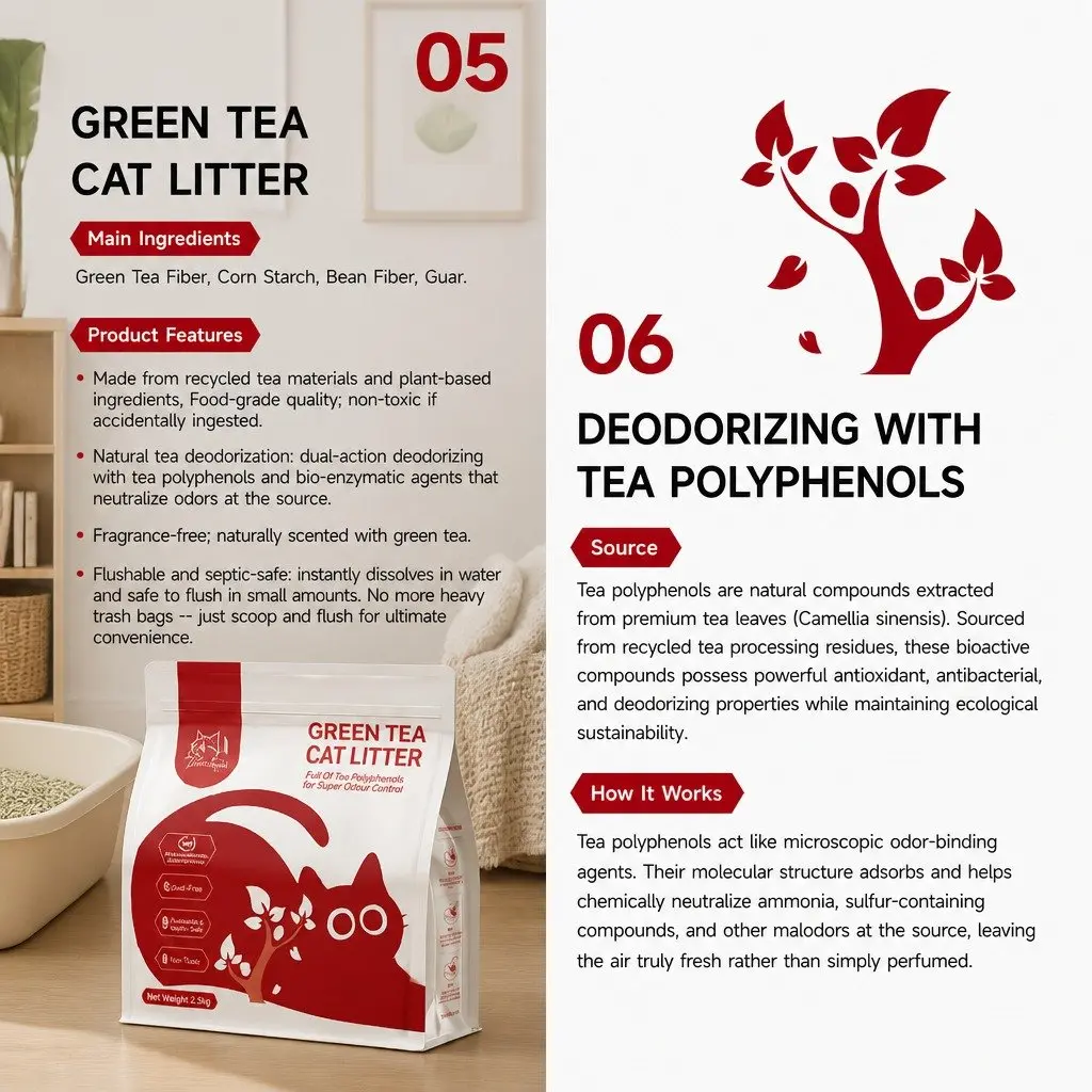 Clumping Cat Litter Natural Green Tea 30kg Dust Free Easy Flushable 12 Pack