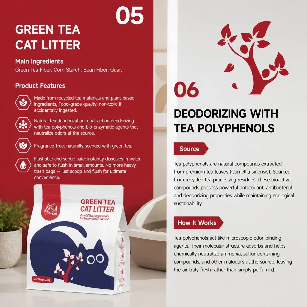 Clumping Cat Litter Plant-Based 15kg Purple 6 Pack Dust Free Natural Green Tea Odour Control