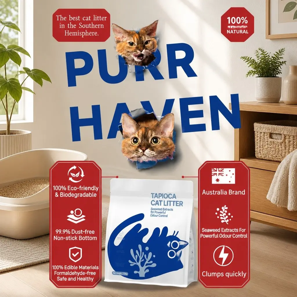 Tapioca Cat Litter Plant-Based 30kg Blue Dust Free Odour Control