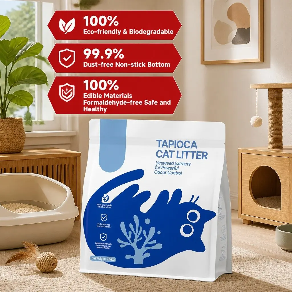 Cat Litter Tapioca Clumping 15kg Blue Dust Free Natural Biodegradable Odour Control