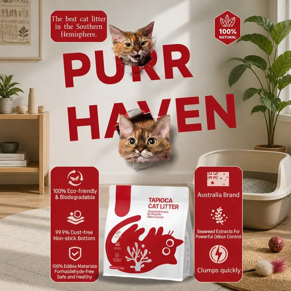 Cat Litter Tapioca Clumping 15kg Blue Dust Free Natural Biodegradable Odour Control
