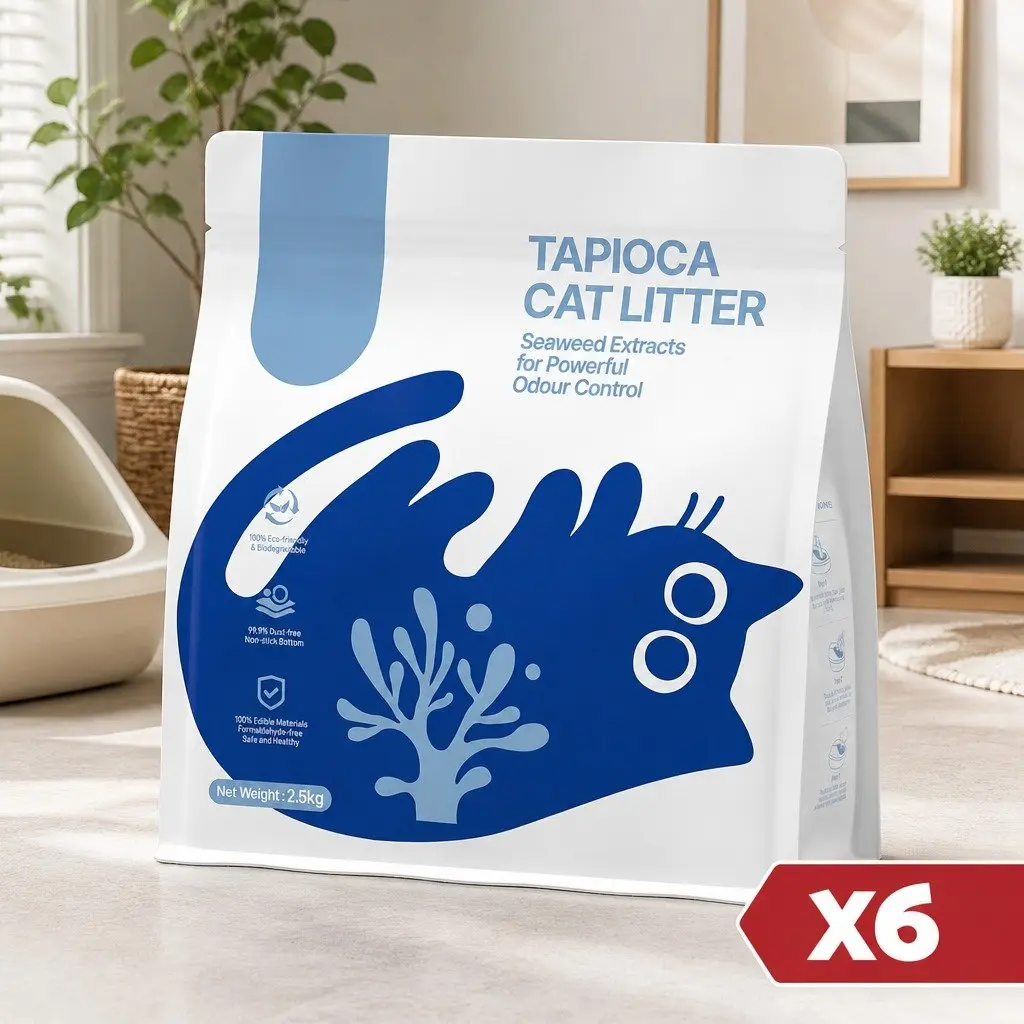 Cat Litter Tapioca Clumping 15kg Blue Dust Free Natural Biodegradable Odour Control