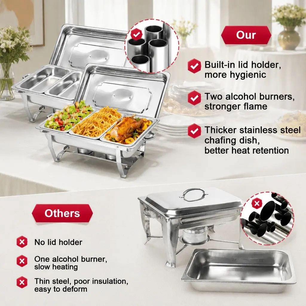 Chafing Dish Set Stainless Steel 3x3L Buffet Warmer Food Server Silver