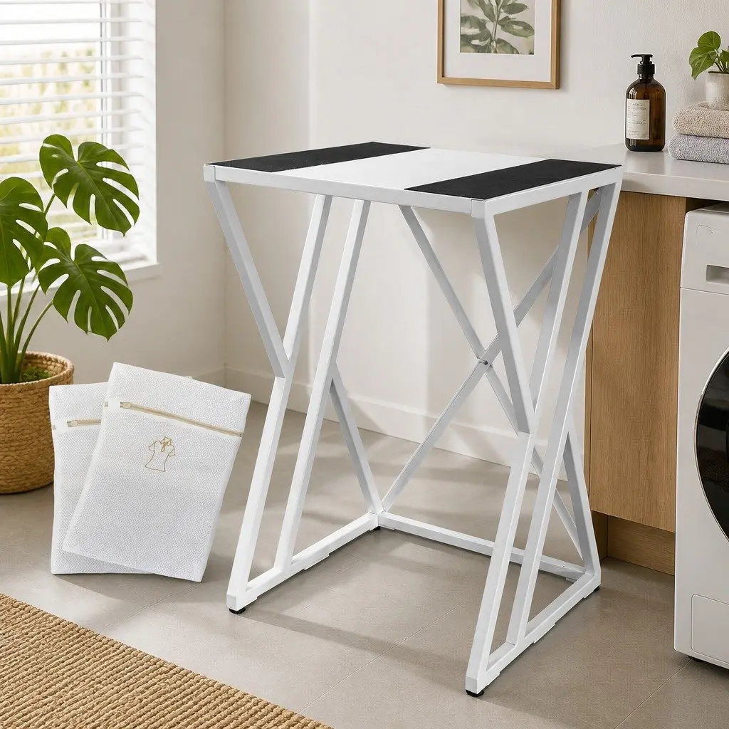 Dryer Stand Stacking Kit Heavy Duty Steel White 102cm Height 67cm Width 60cm Depth