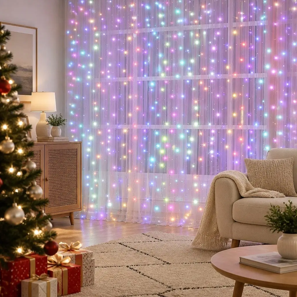 LED Curtain Lights RGB 960 Bulbs 6M x 3M Multicolour Indoor Outdoor Decoration