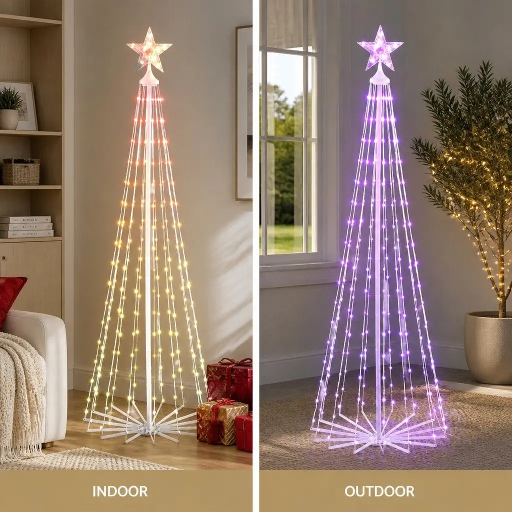 LED Christmas Tree Steel 180cm Multicolour 265 RGB Lights Remote Control Indoor Outdoor