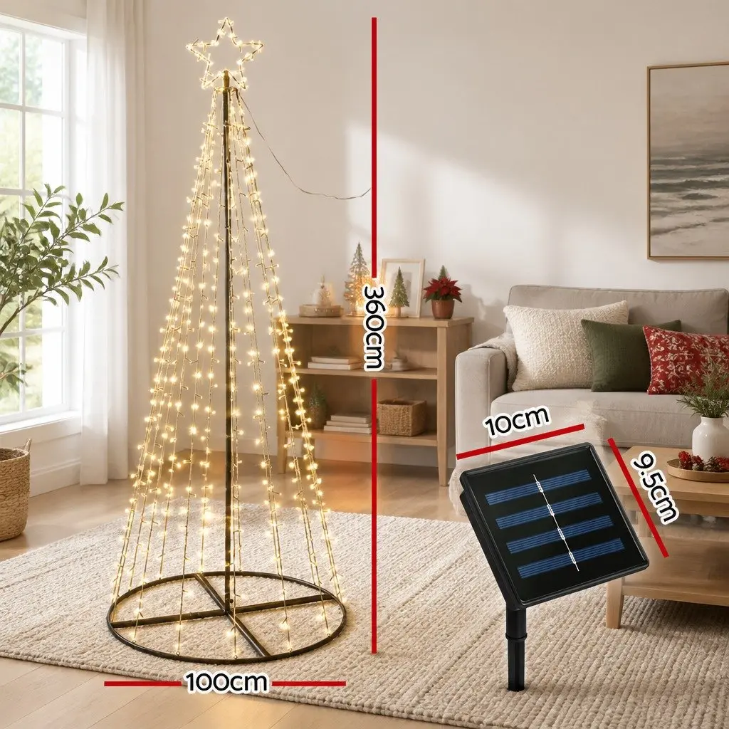 Christmas Tree 3.6M Solar LED Warm White Lights Outdoor Indoor Xmas Decoration