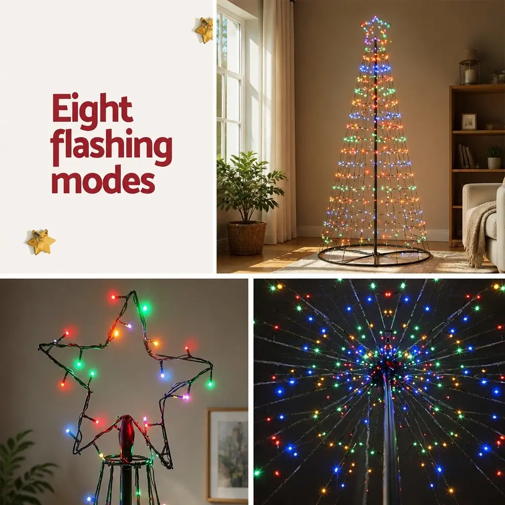 Solar LED Christmas Tree 3.6M Black Outdoor Indoor Decoration with 400 Lights