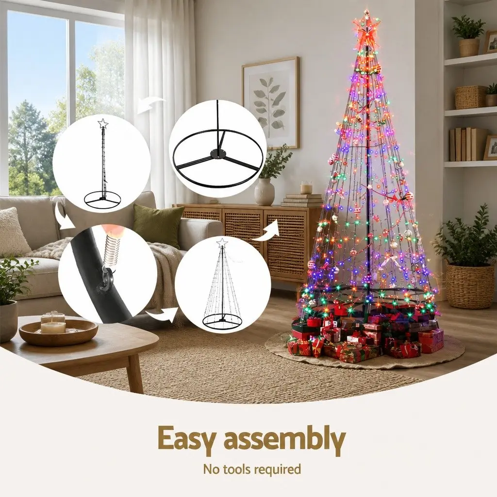Solar LED Christmas Tree 3.6M Black Outdoor Indoor Decoration with 400 Lights