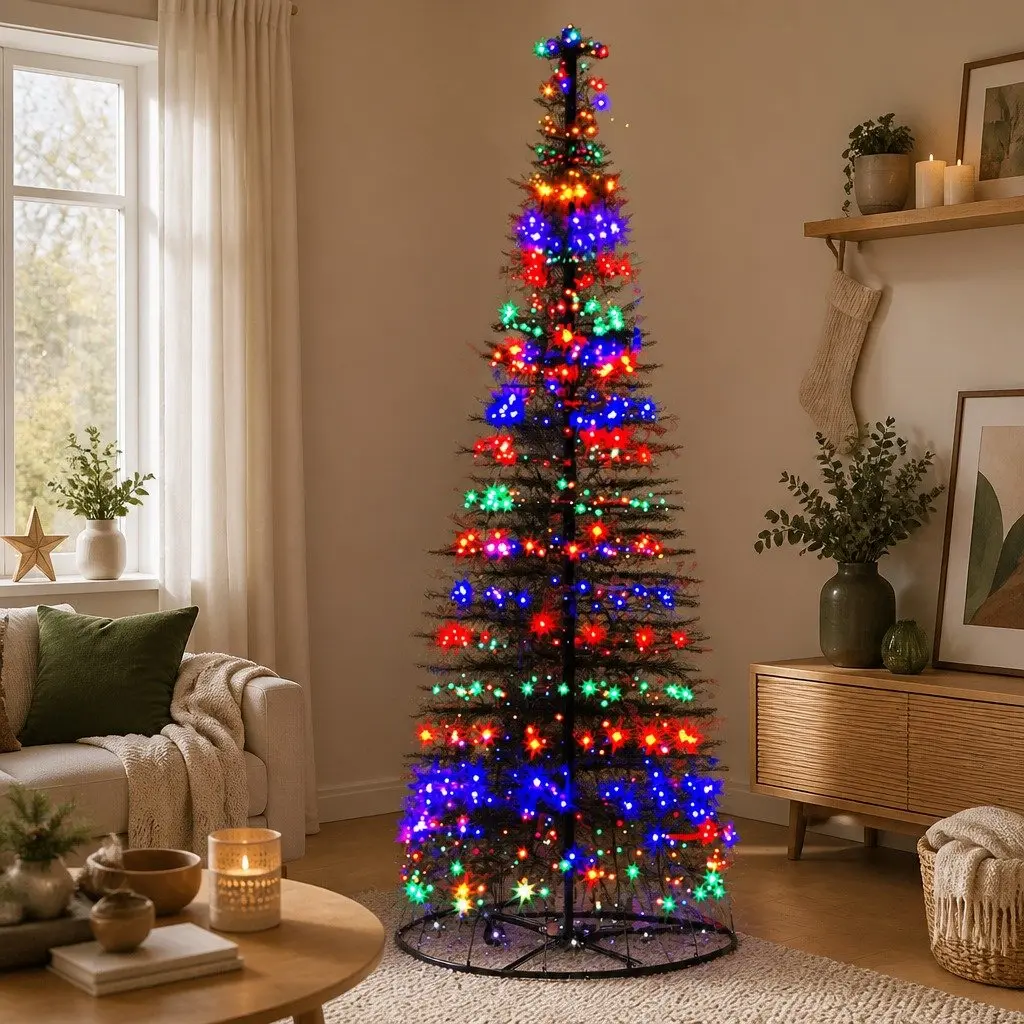 Solar LED Christmas Tree 3.6M Black Outdoor Indoor Decoration with 400 Lights