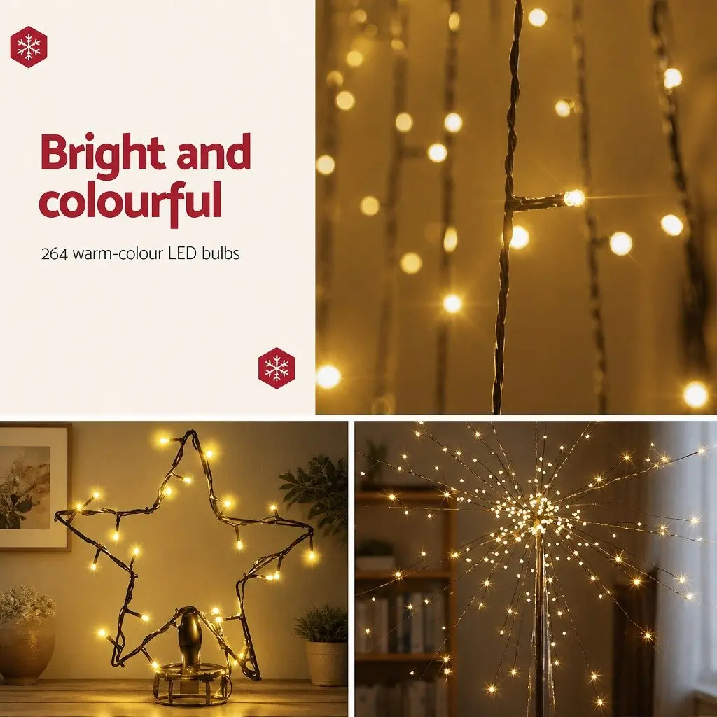 Solar Christmas Tree 2.1M LED Warm White Lights Outdoor Garden Xmas Decoration