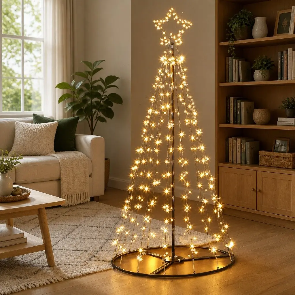 Solar Christmas Tree 2.1M LED Warm White Lights Outdoor Garden Xmas Decoration