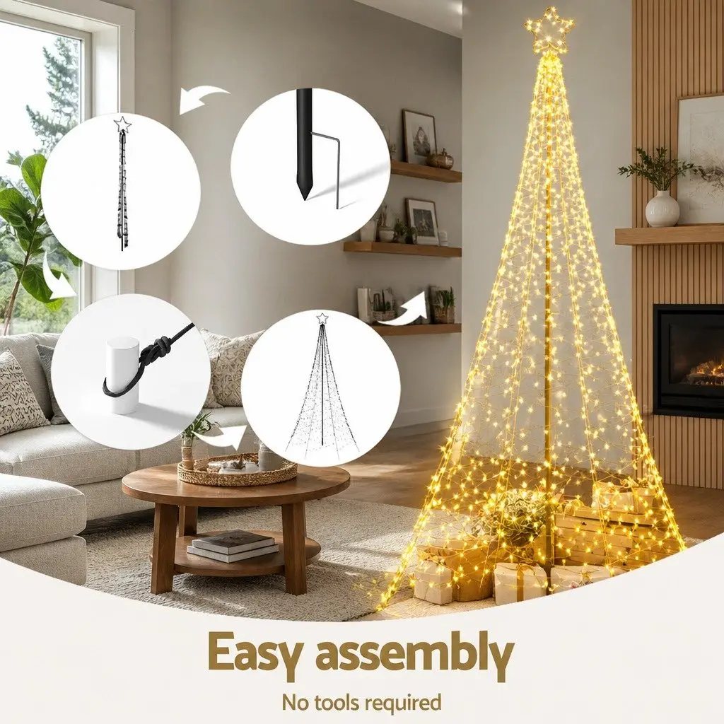 Pre-lit Christmas Tree Solar Powered 3.6M Outdoor Decoration 800 LED Warm White