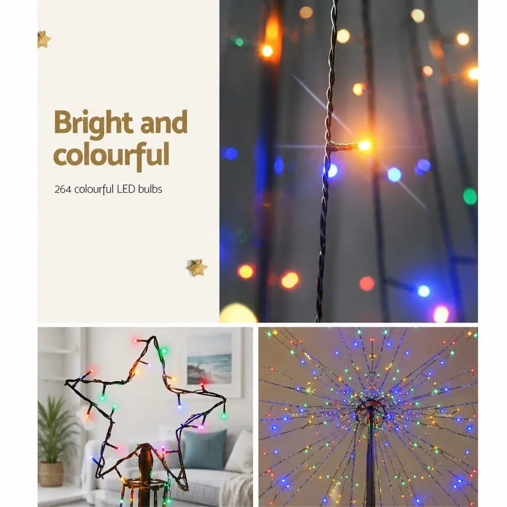 Solar LED Christmas Tree 2.1M Multi Colour Powder Coated Steel Indoor Outdoor Decoration