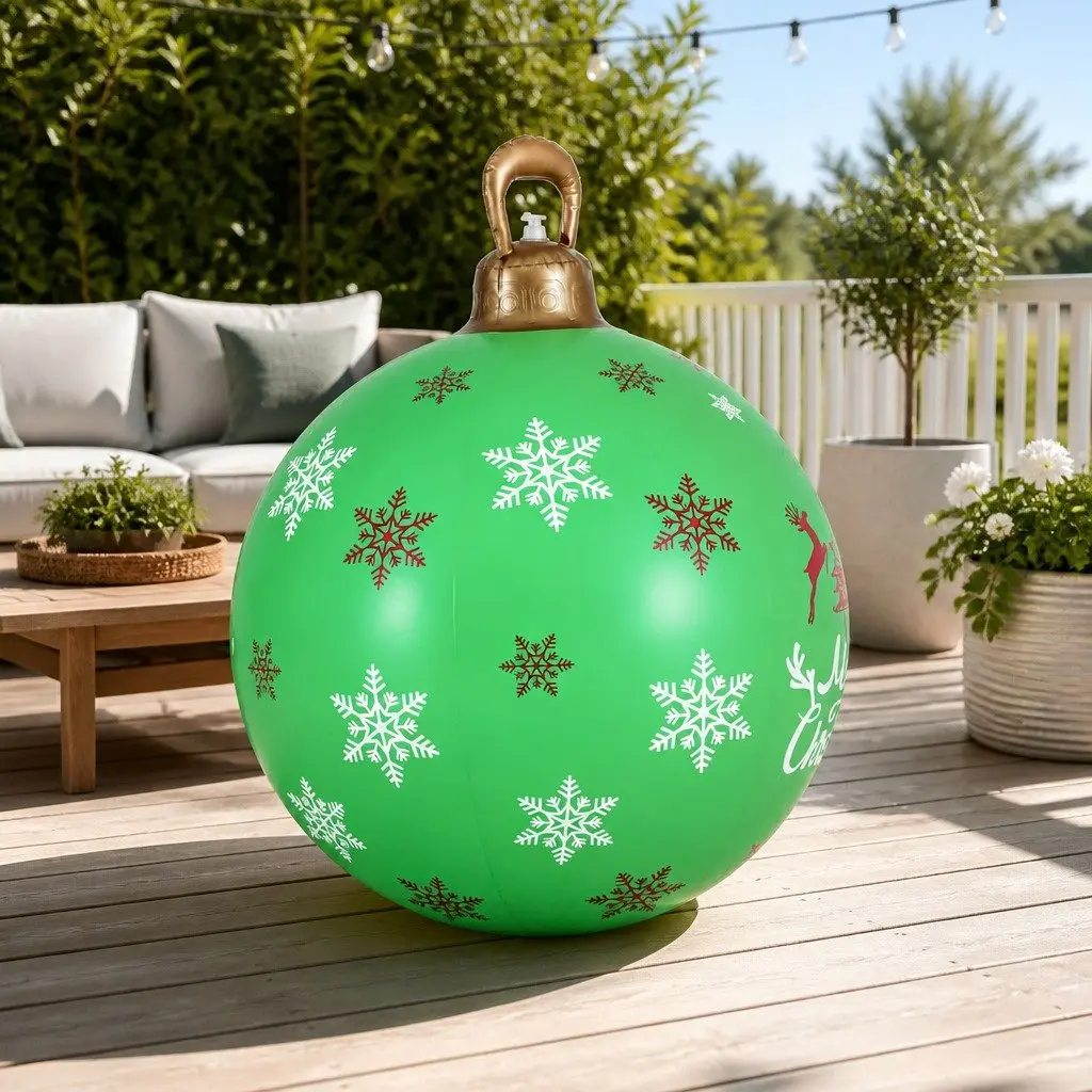 Christmas Inflatable Ball Bauble 60cm Multicoloured Water-Repellent UV-Resistant Indoor Outdoor Decoration