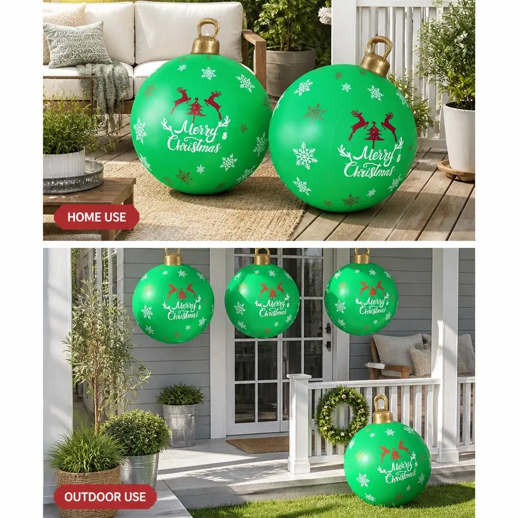 Christmas Inflatable Ball Bauble 60cm Multicoloured Water-Repellent UV-Resistant Indoor Outdoor Decoration