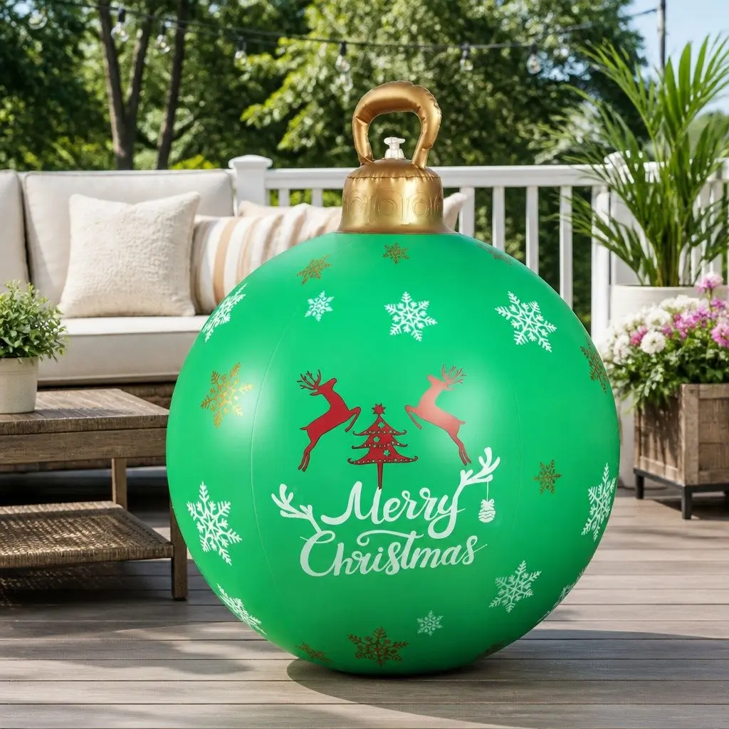 Christmas Inflatable Ball Bauble 60cm Multicoloured Water-Repellent UV-Resistant Indoor Outdoor Decoration
