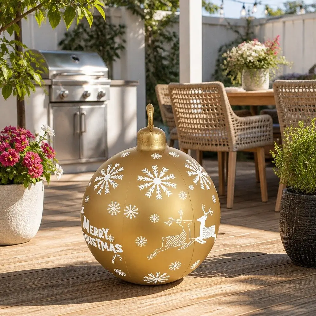 Christmas Bauble Inflatable Decoration Indoor Outdoor 60cm Water Resistant with Pump