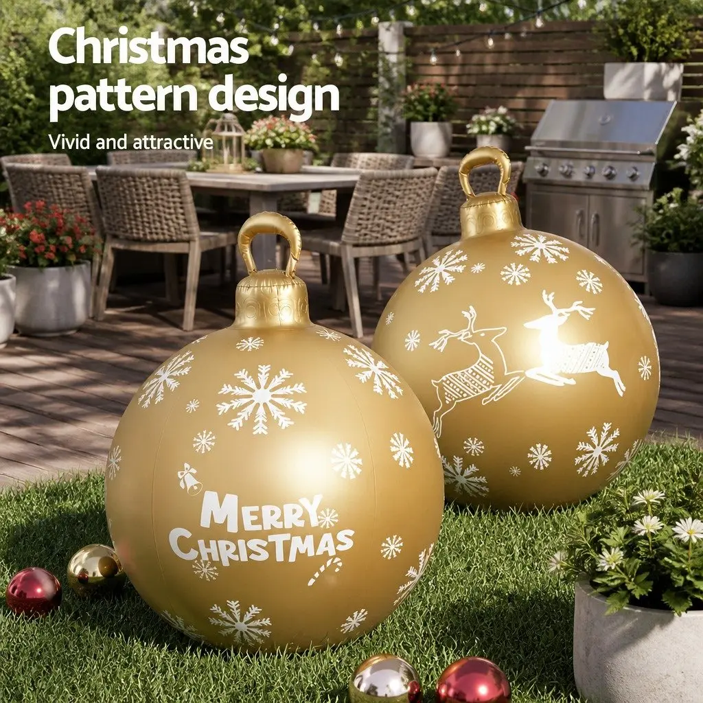 Christmas Bauble Inflatable Decoration Indoor Outdoor 60cm Water Resistant with Pump