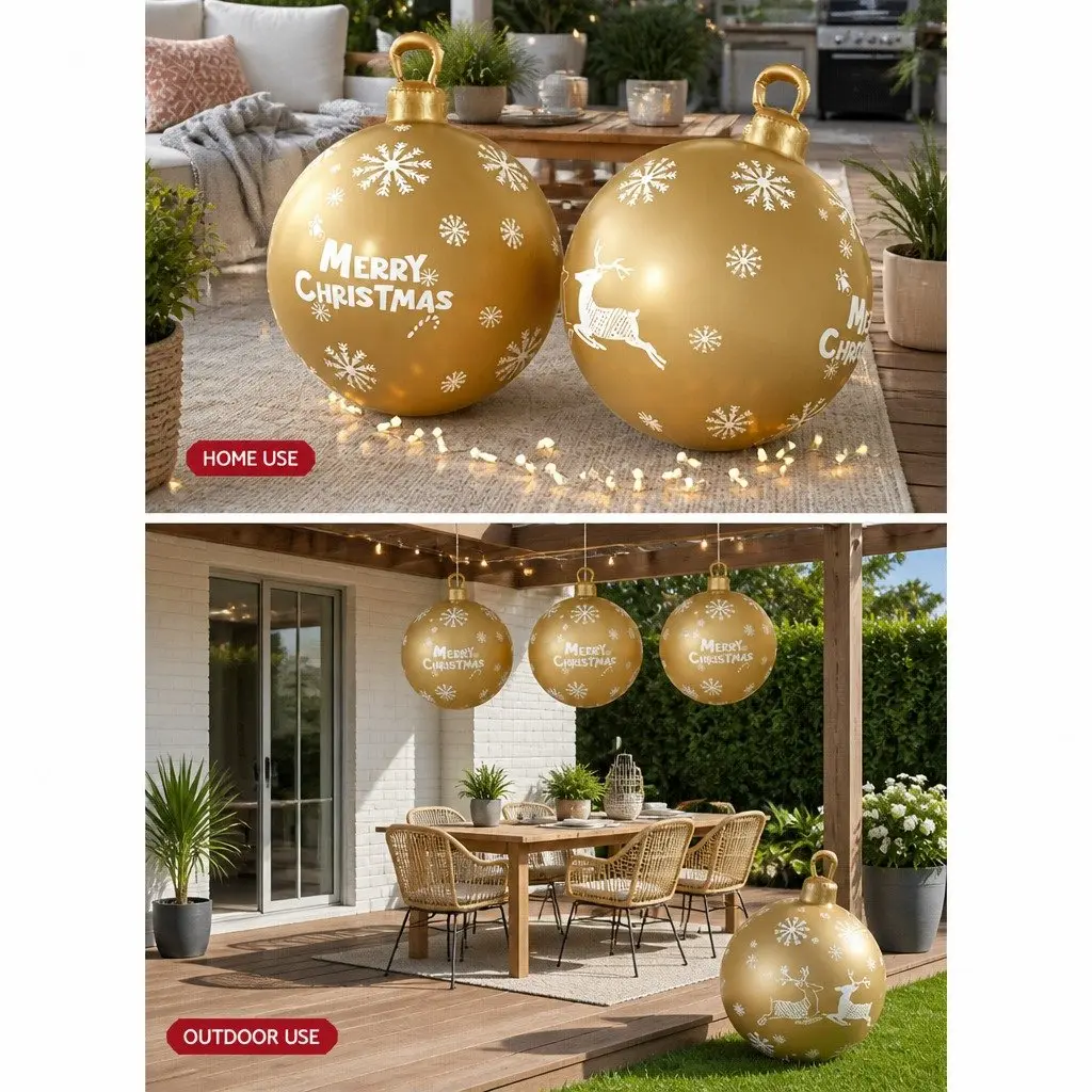 Christmas Bauble Inflatable Decoration Indoor Outdoor 60cm Water Resistant with Pump