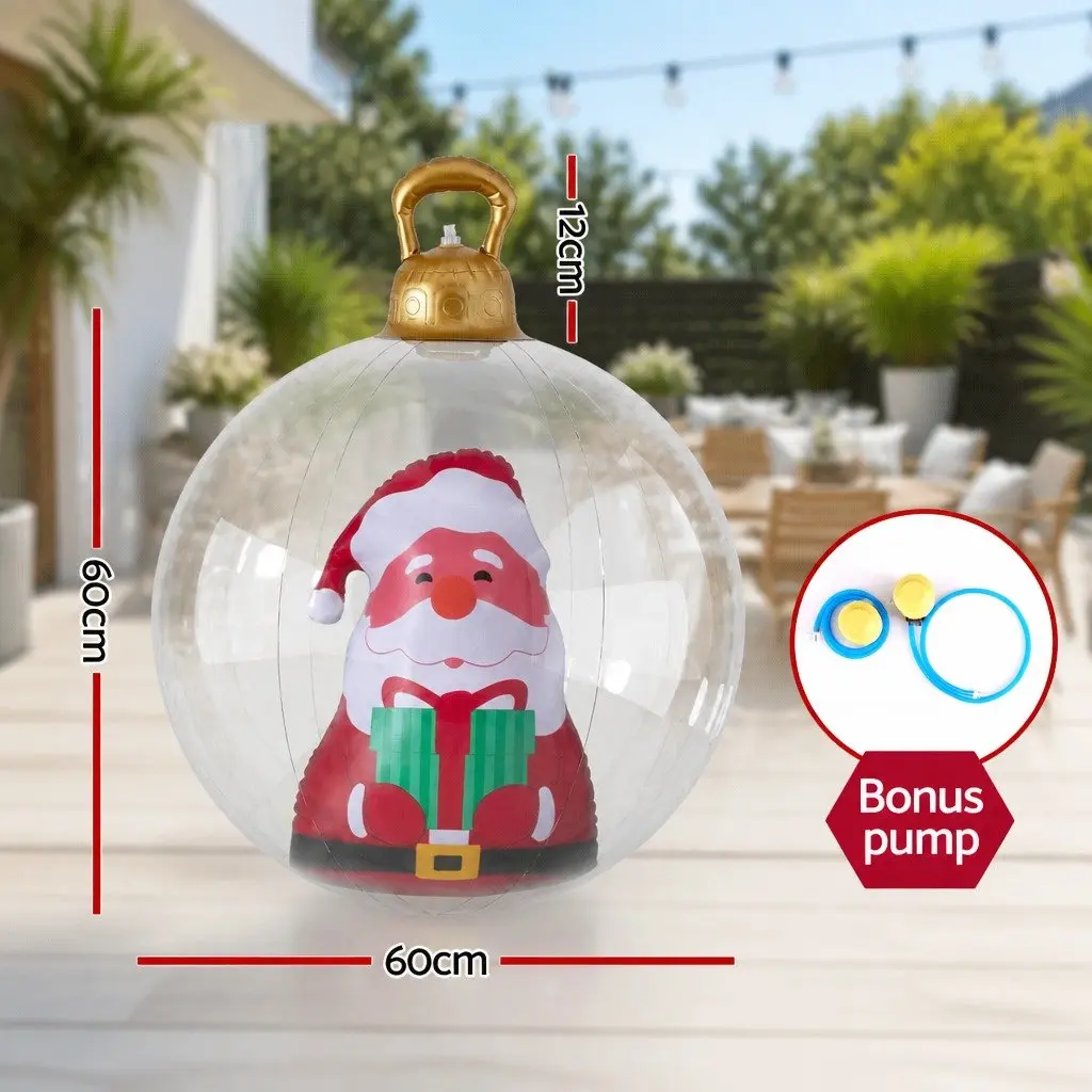 Inflatable Christmas Bauble Water-repellent PVC 60cm Transparent Outdoor Decoration