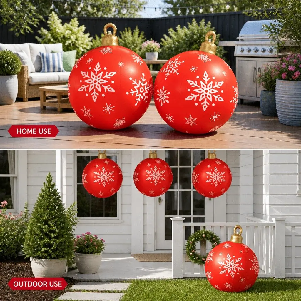 Inflatable Christmas Bauble 60cm Polyester Water-Repellent Indoor Outdoor Decoration