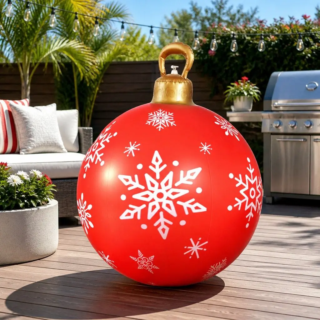 Inflatable Christmas Bauble 60cm Polyester Water-Repellent Indoor Outdoor Decoration