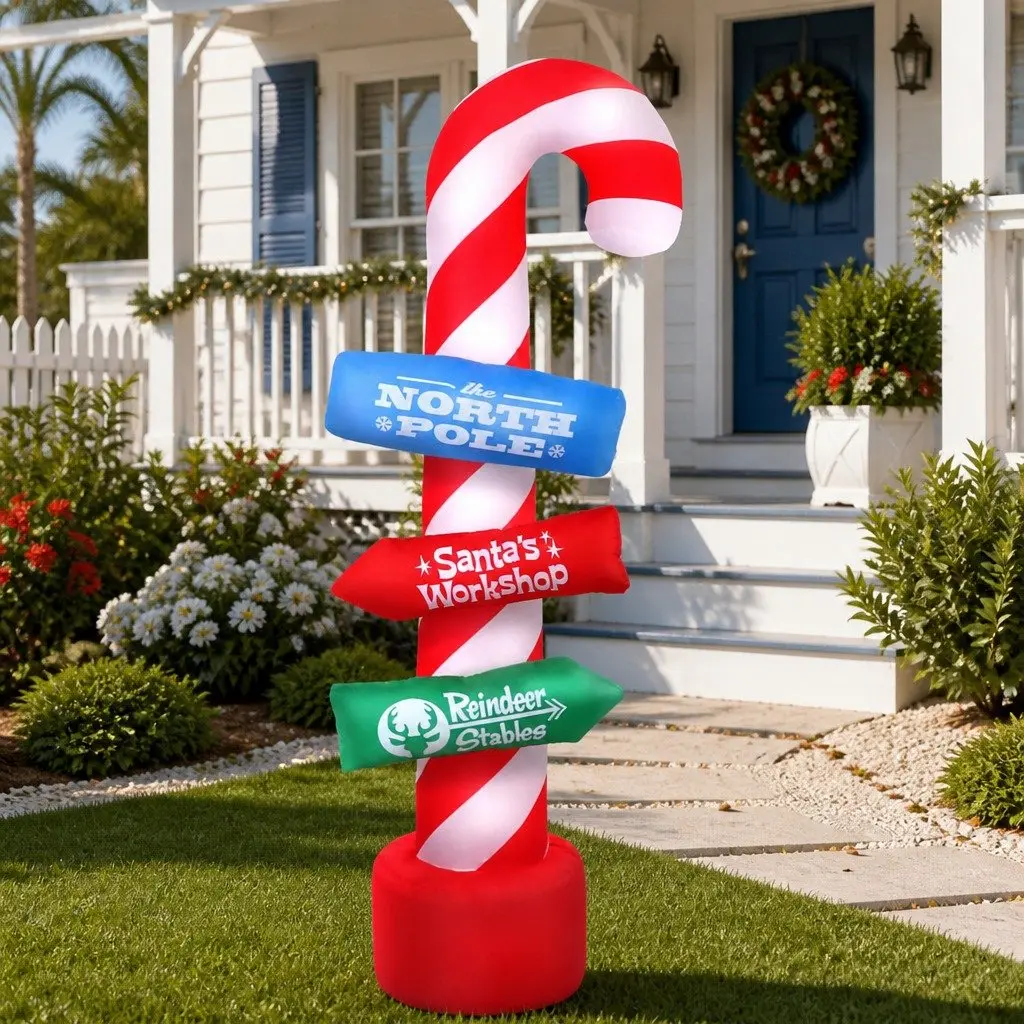 Christmas Inflatable Candy Pole 2.4M LED Multicoloured Outdoor Indoor