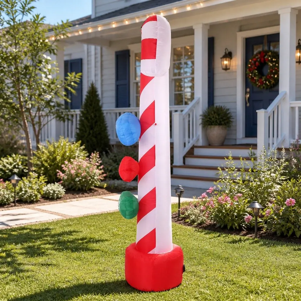 Christmas Inflatable Candy Pole 2.4M LED Multicoloured Outdoor Indoor