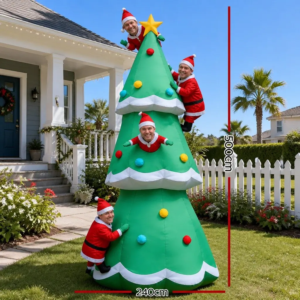 Christmas Inflatable Santa Tree 5M Illuminated Multicoloured Indoor Outdoor