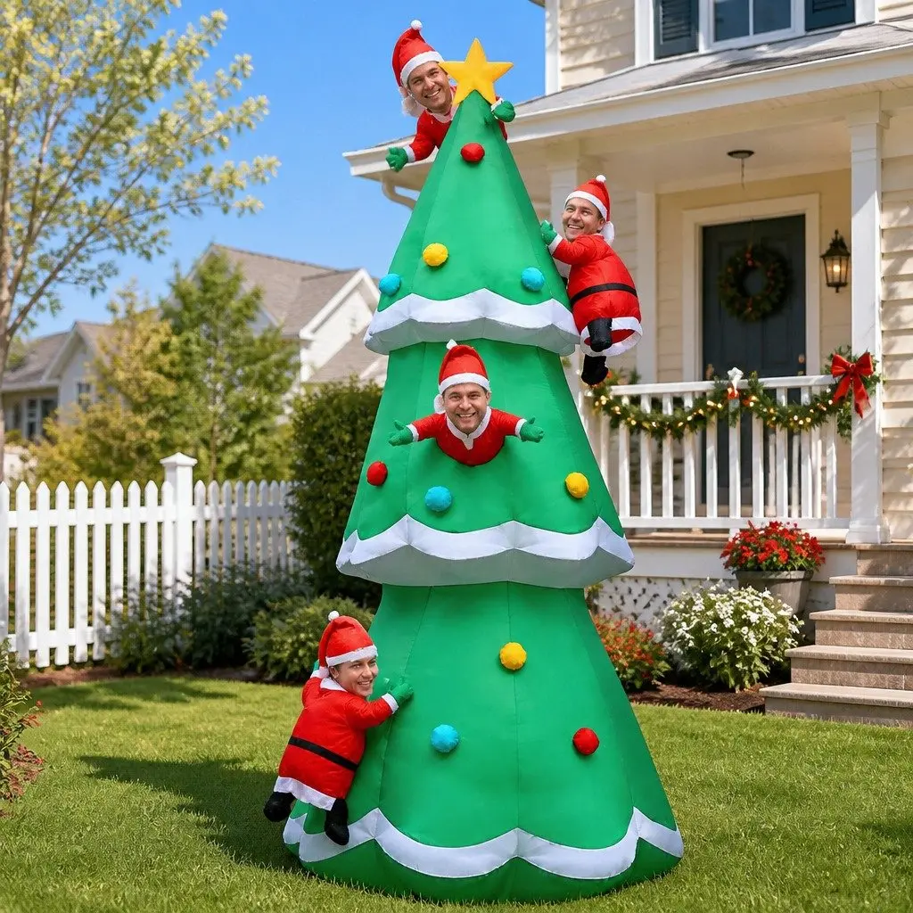 Christmas Inflatable Santa Tree 5M Illuminated Multicoloured Indoor Outdoor